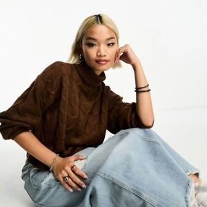 Brown Cable Knit Women's Sweater